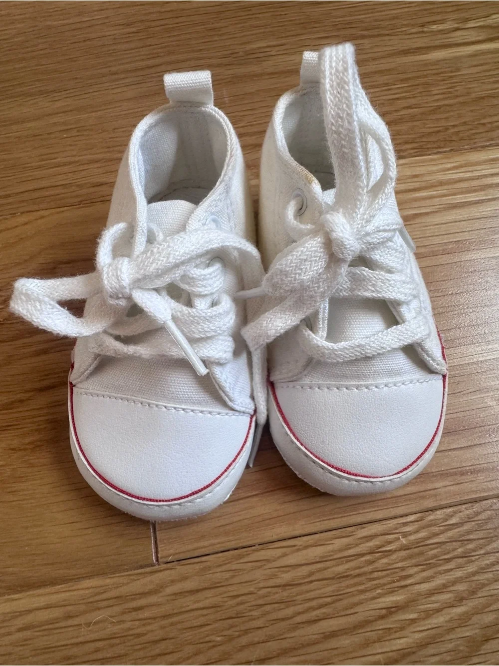Vintage Carter's White Canvas Toddler Sneakers with Red Trim